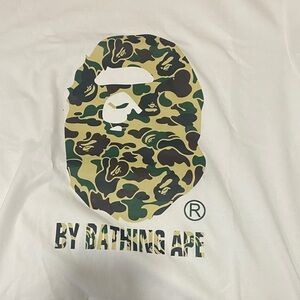 White Tee with Green Camo Ape Head